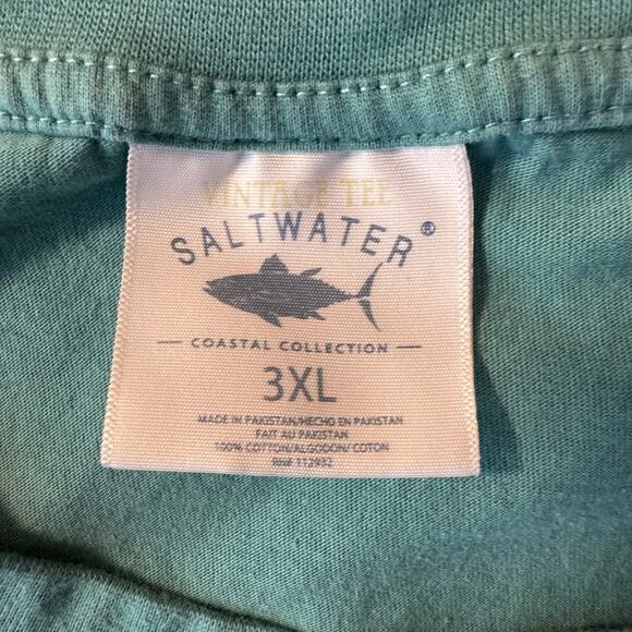 Saltwater 3XL Graphic T-Shirt Coastal Collection Green 100% Cotton - Picture 3 of 5